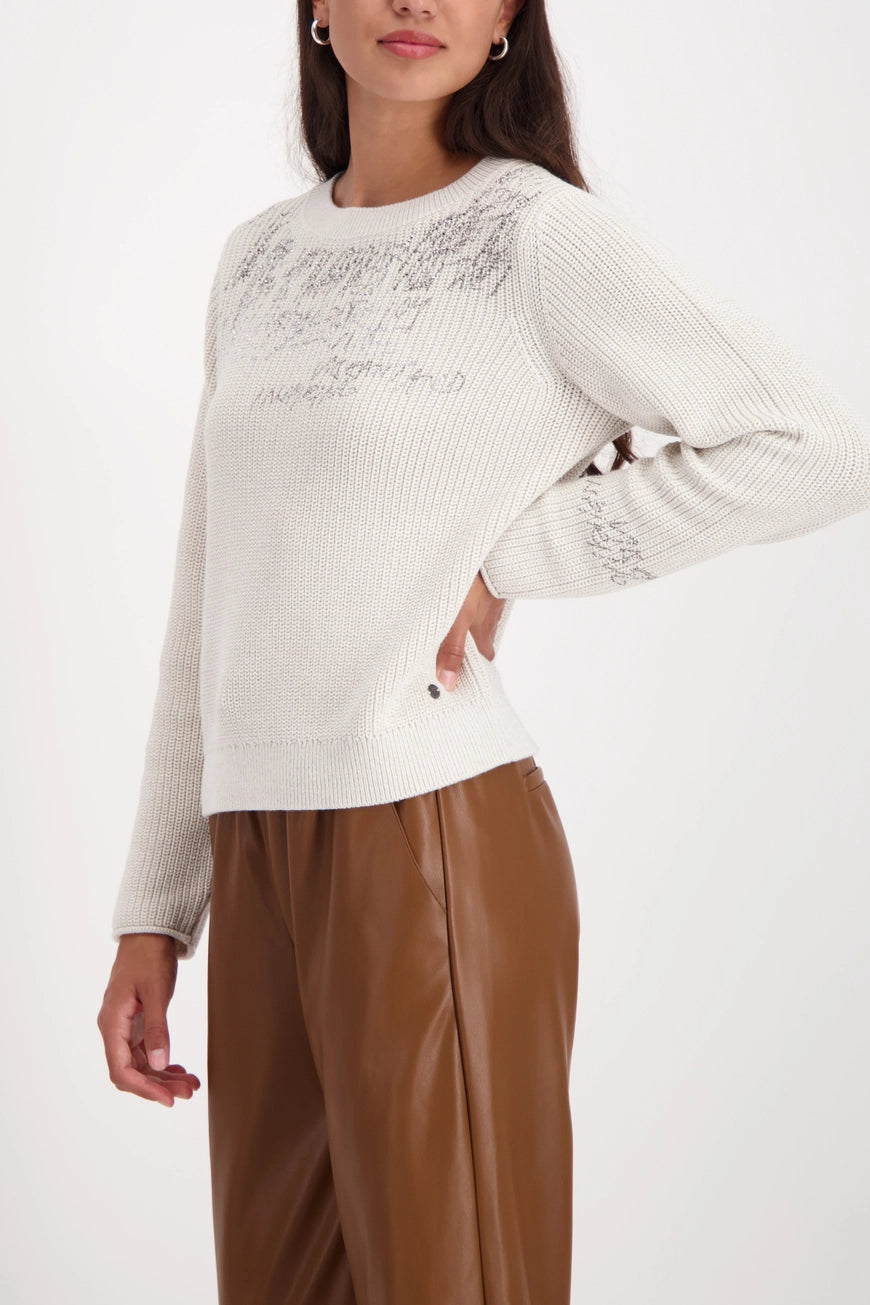 Плетен Пуловер с Надпис - Monari