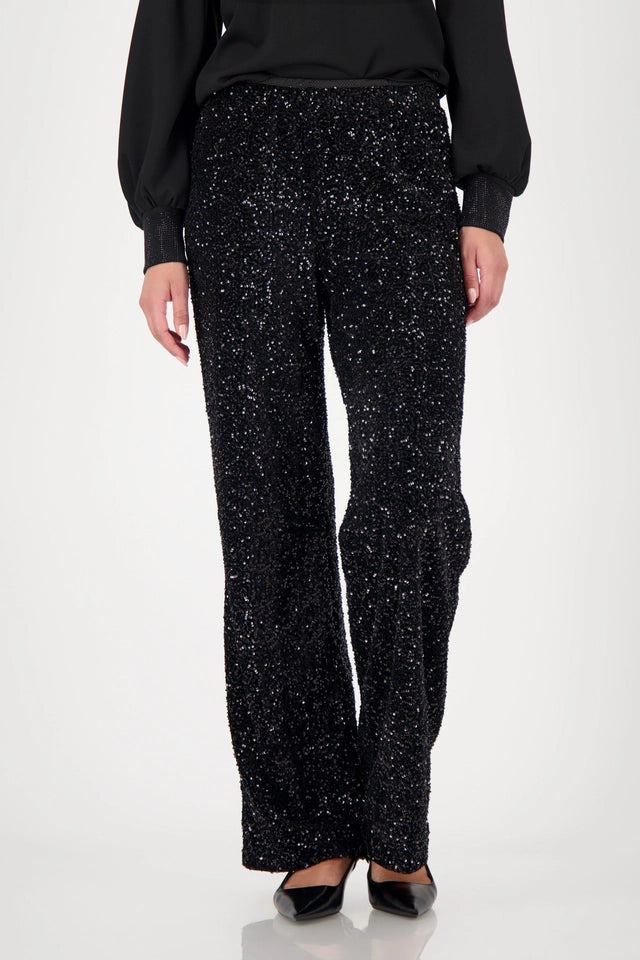 Панталон с широк крачол и пайети - Monari