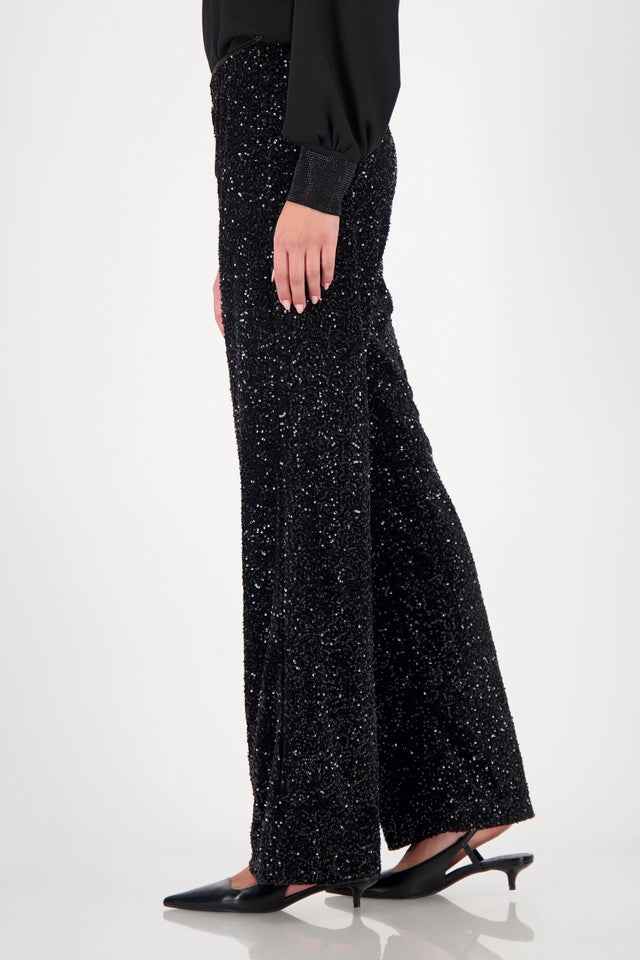 Панталон с широк крачол и пайети - Monari