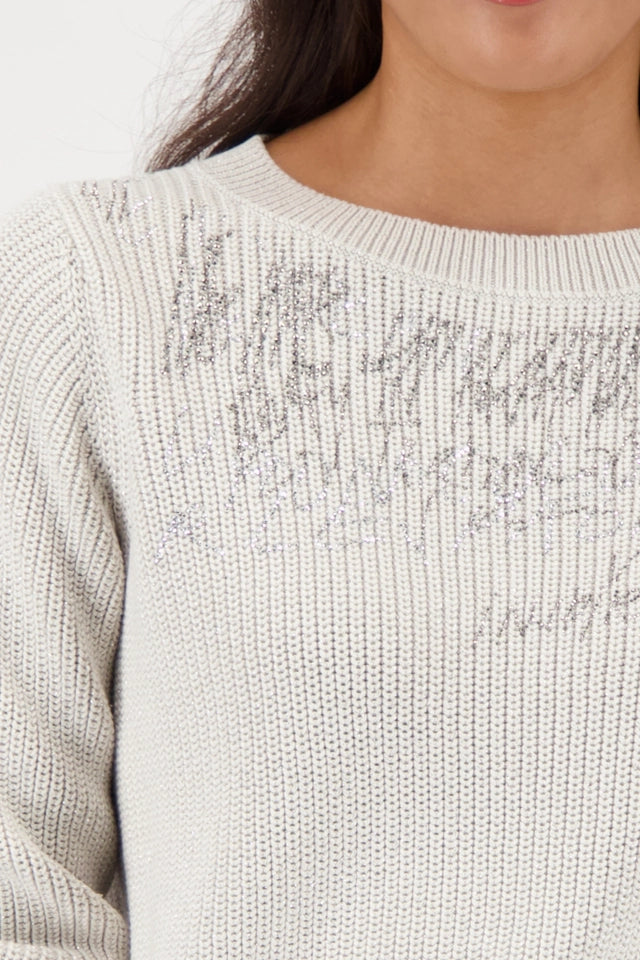 Плетен Пуловер с Надпис - Monari