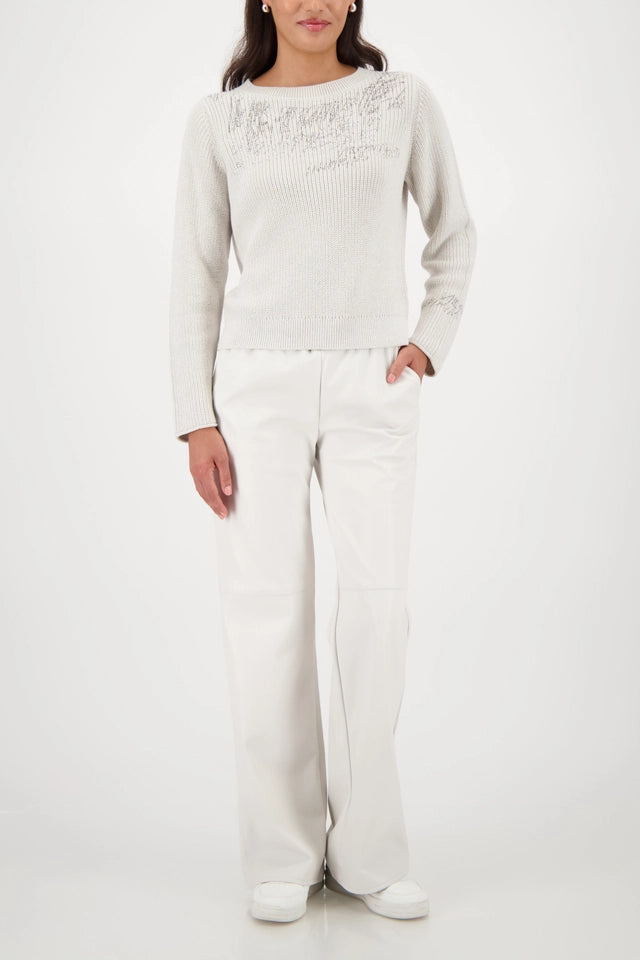 Плетен Пуловер с Надпис - Monari