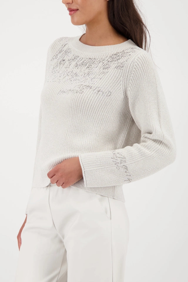 Плетен Пуловер с Надпис - Monari