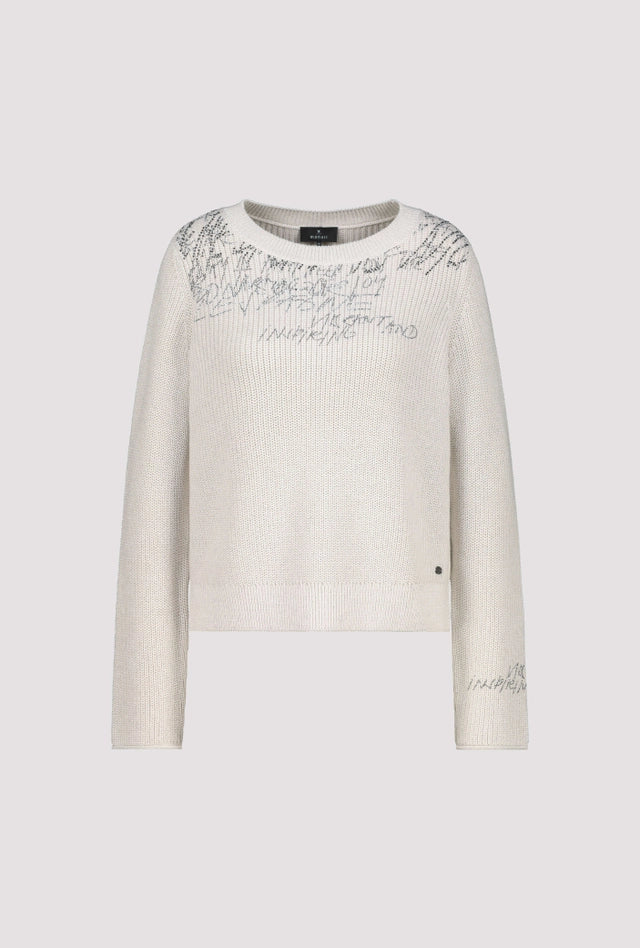 Плетен Пуловер с Надпис - Monari