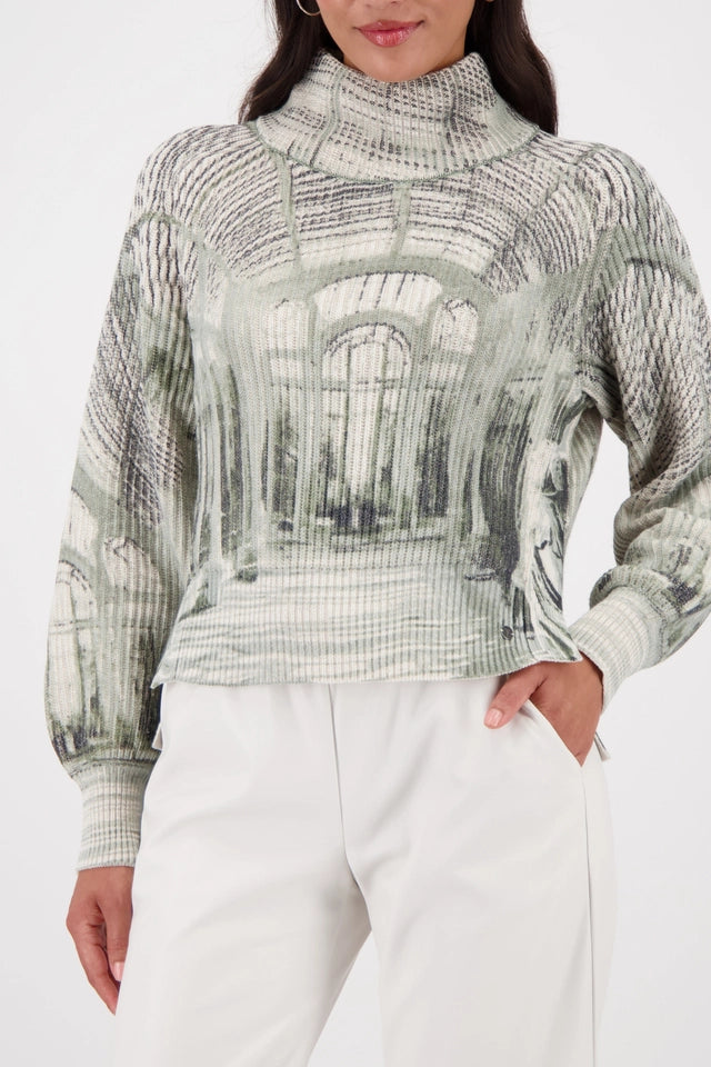 Плетен Пуловер с Галериен Принт - Monari