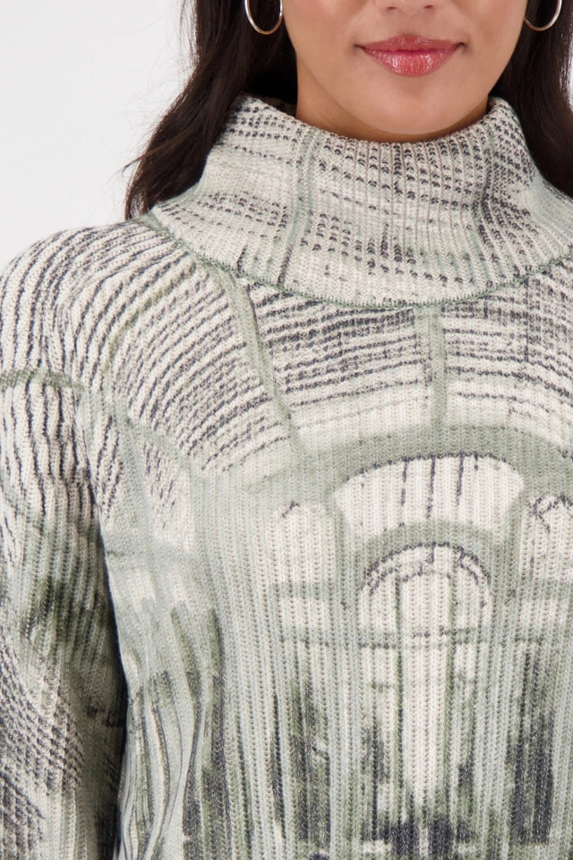 Плетен Пуловер с Галериен Принт - Monari