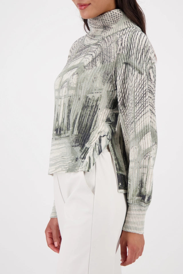 Плетен Пуловер с Галериен Принт - Monari