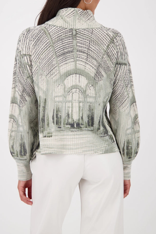 Плетен Пуловер с Галериен Принт - Monari