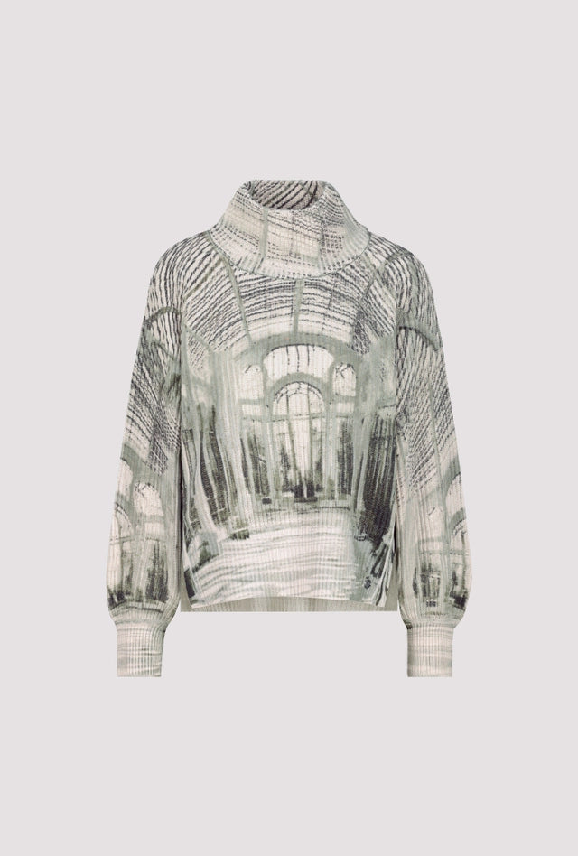 Плетен Пуловер с Галериен Принт - Monari