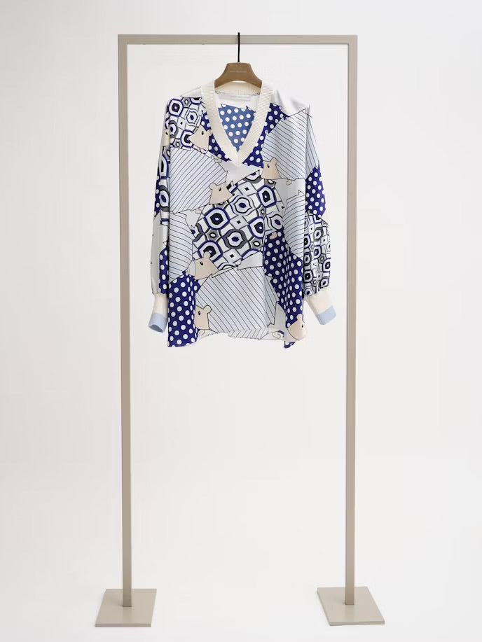 Копринена блуза с принт с мишки - Herzens