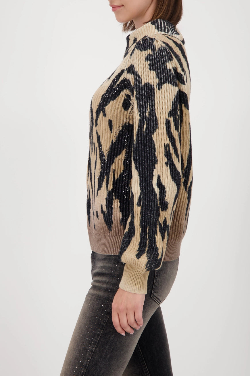 Плетен Пуловер с Тигров Десен - Monari