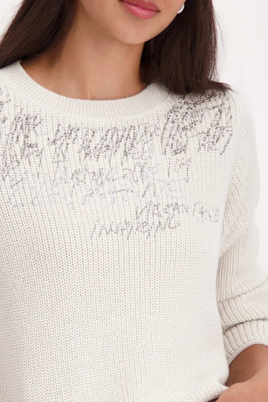 Плетен Пуловер с Надпис - Monari