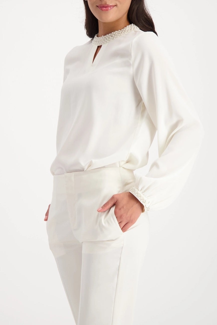 Блуза от Жоржет с Декоративен Елемент - Monari