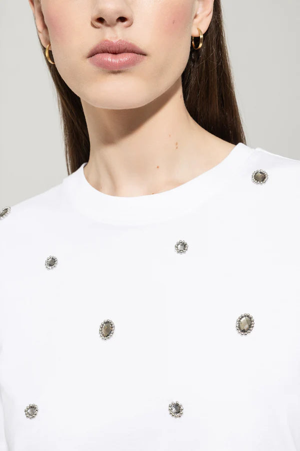 Памучна Т-шърт с пришити мъниста - Luisa Cerano