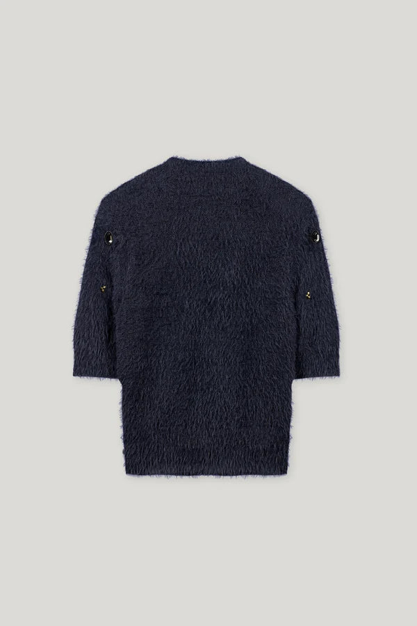 Пуловер с блестящи камъни и маниста - Luisa Cerano