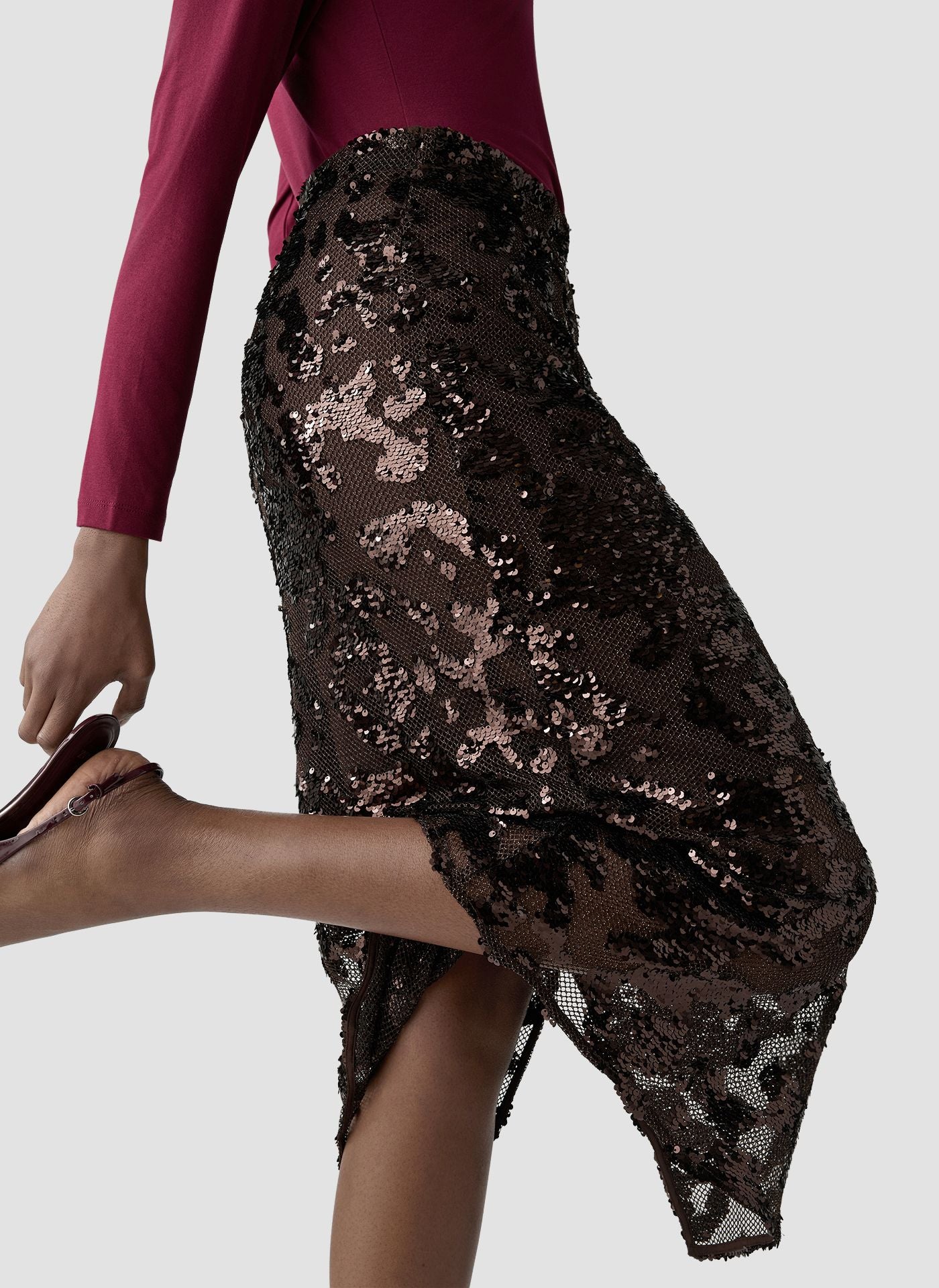 Макси пола с пайети и мрежеста структура - Le Comte