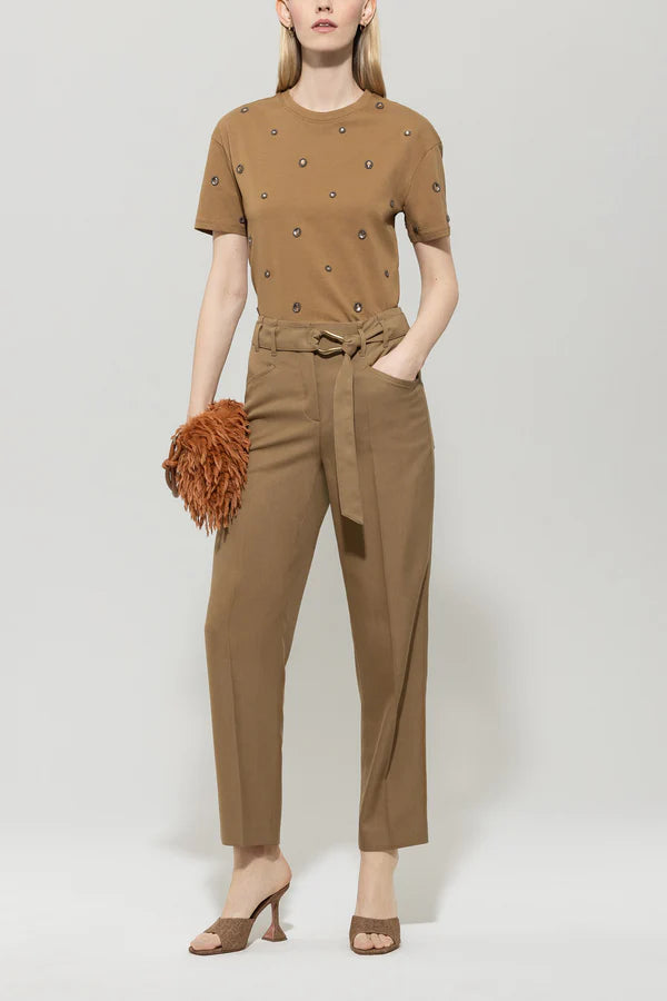 Памучна Т-шърт с пришити перли - Luisa Cerano