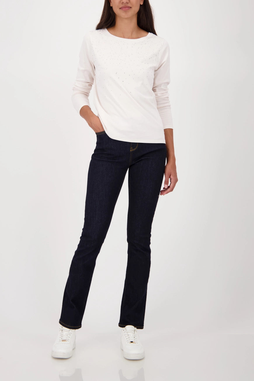 Памучна Блуза с Декорация от Камъчета - Monari