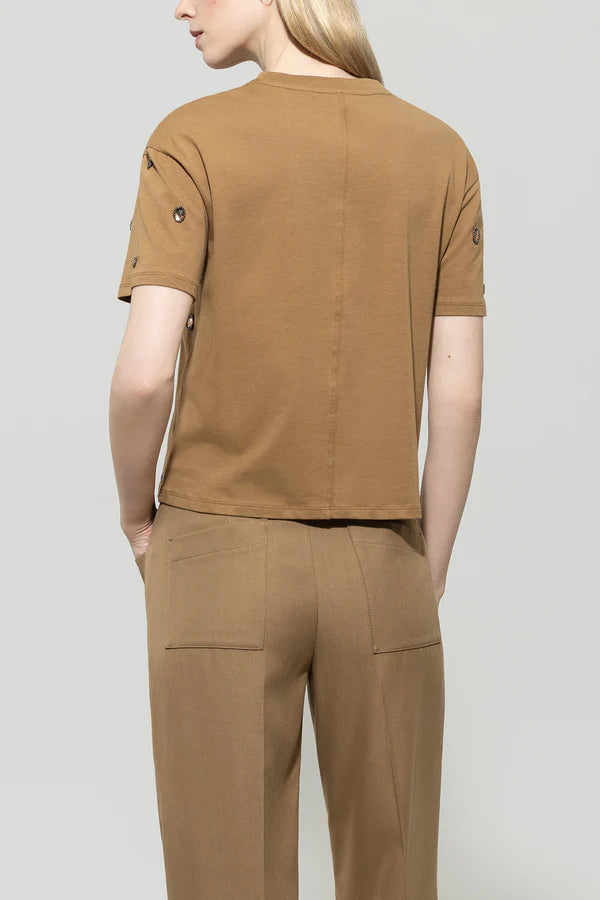 Памучна Т-шърт с пришити перли - Luisa Cerano