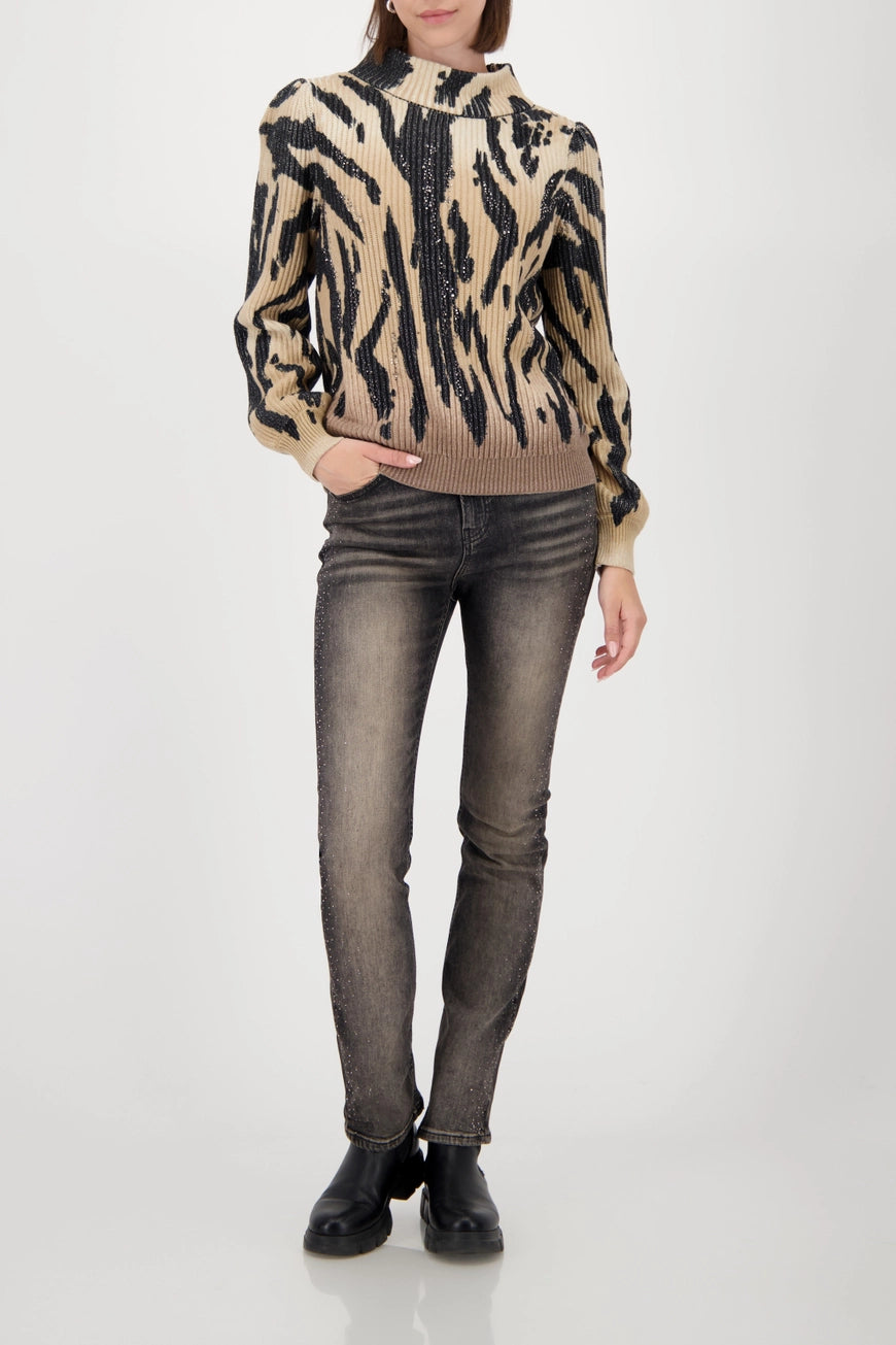 Плетен Пуловер с Тигров Десен - Monari