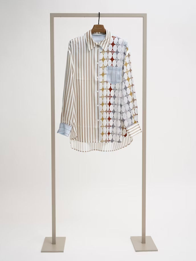 Копринена дълга риза с мултипринт дизайн - Herzens