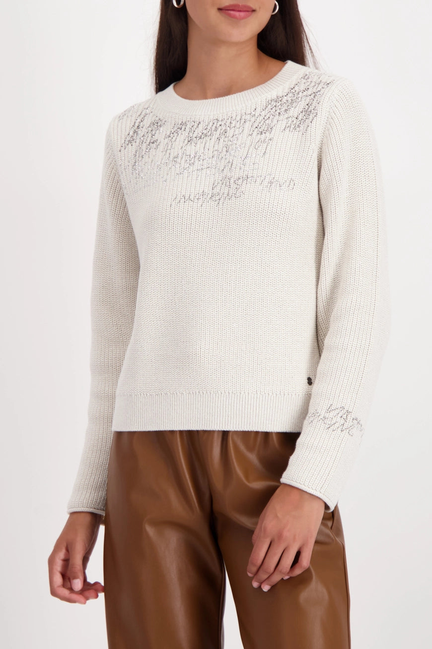 Плетен Пуловер с Надпис - Monari