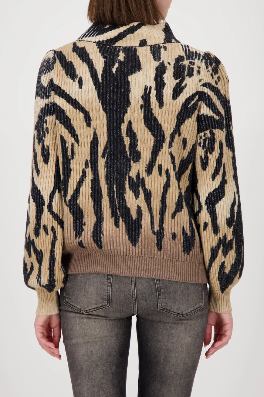 Плетен Пуловер с Тигров Десен - Monari