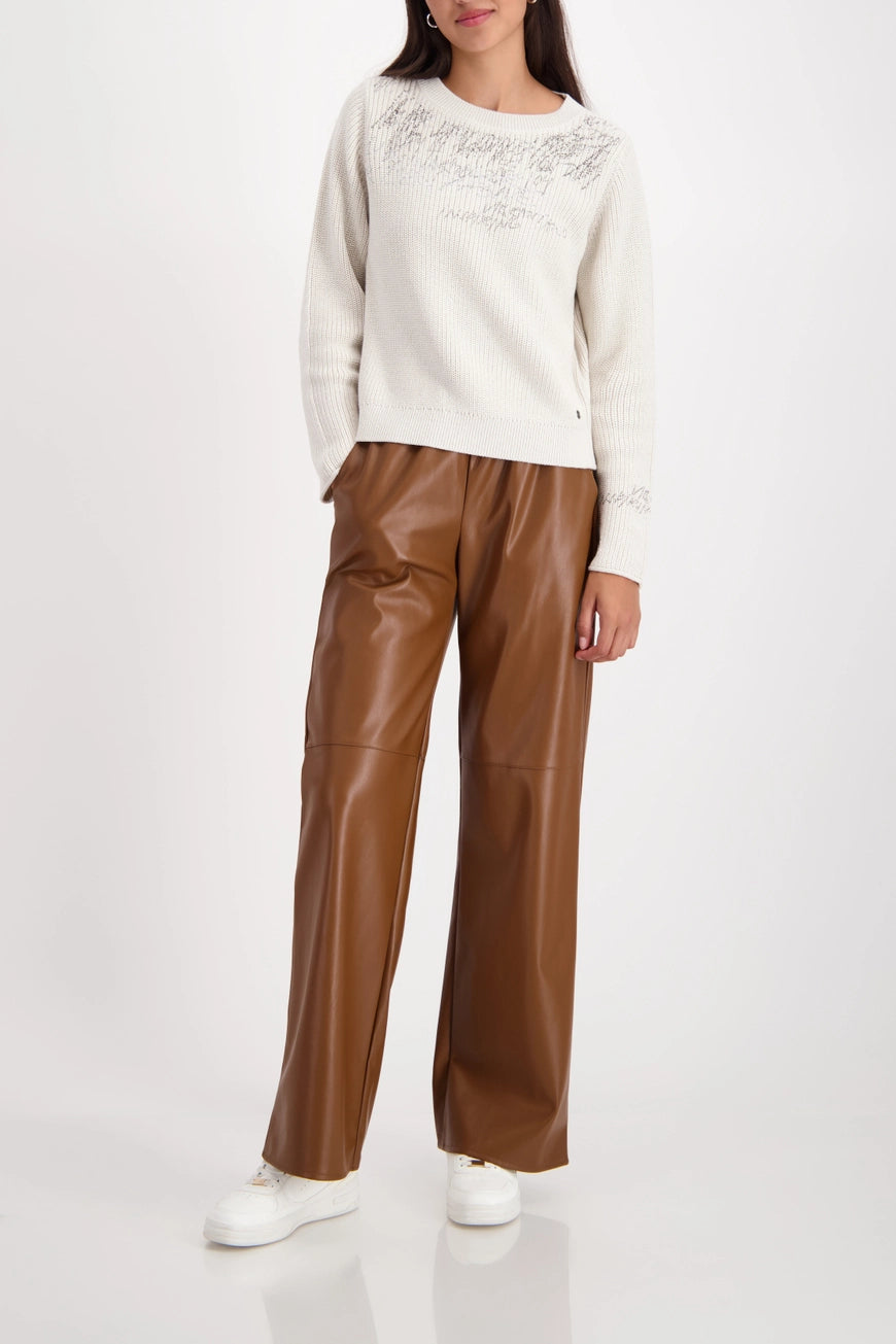 Плетен Пуловер с Надпис - Monari