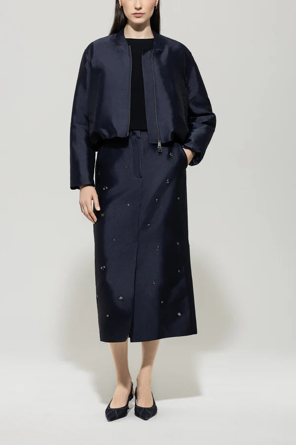 Бомбър яке от фин микс с коприна - Luisa Cerano