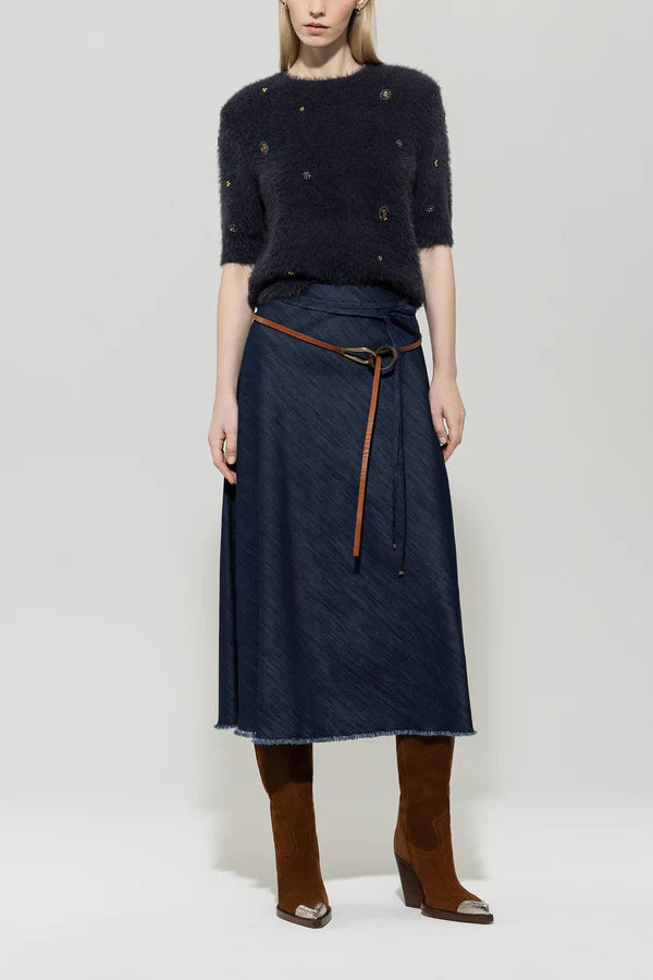 Пуловер с блестящи камъни и маниста - Luisa Cerano