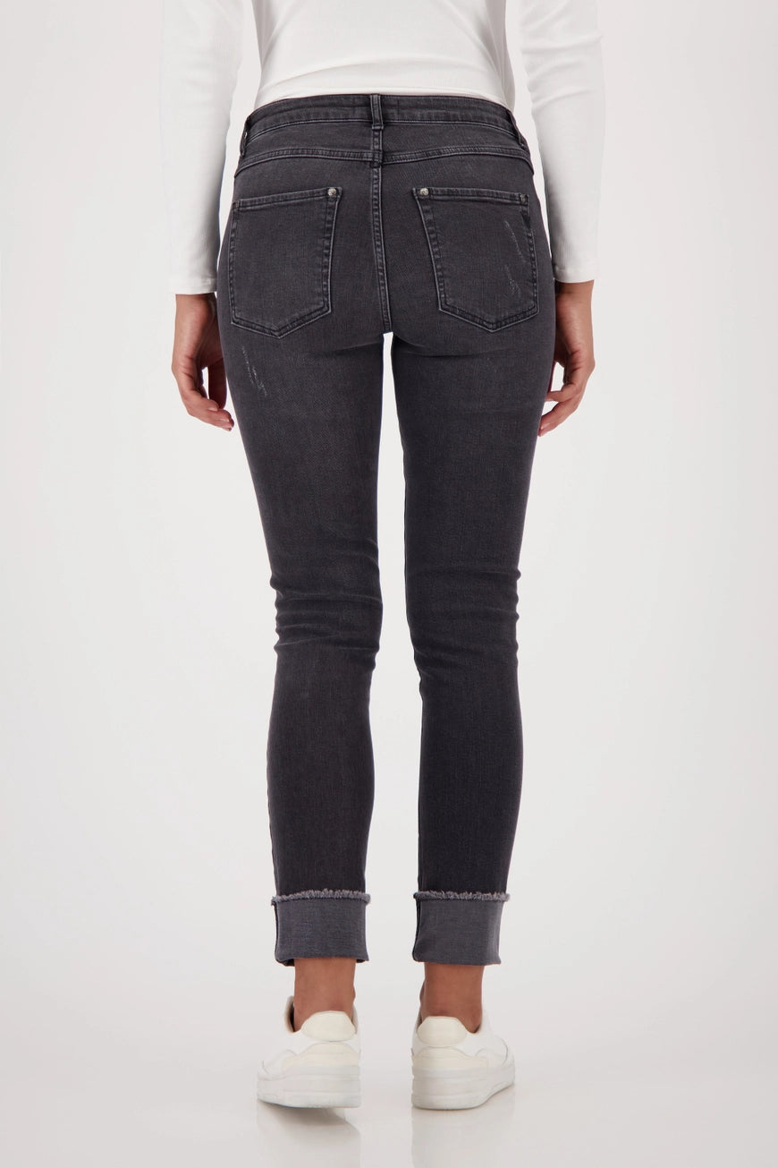 Дънки С Декоративни Протрити Ефекти И Камъни - Monari