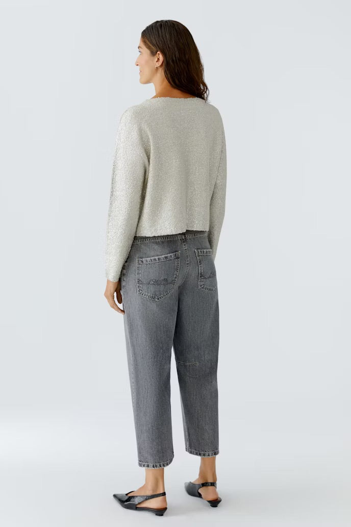 Пуловер със сребрист принт - Oui