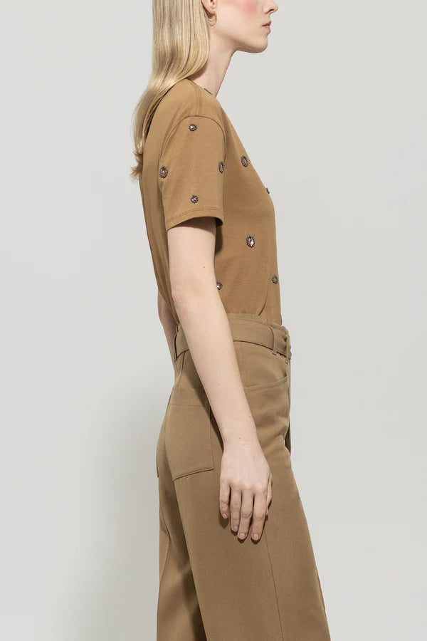 Памучна Т-шърт с пришити перли - Luisa Cerano