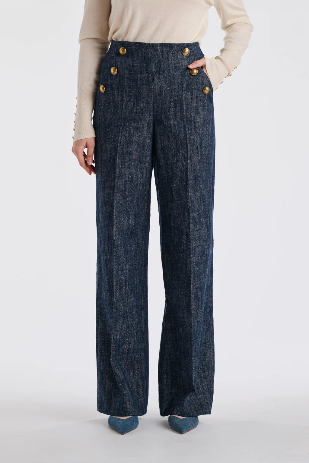 Джинси със златисти персонализирани копчета - Weill