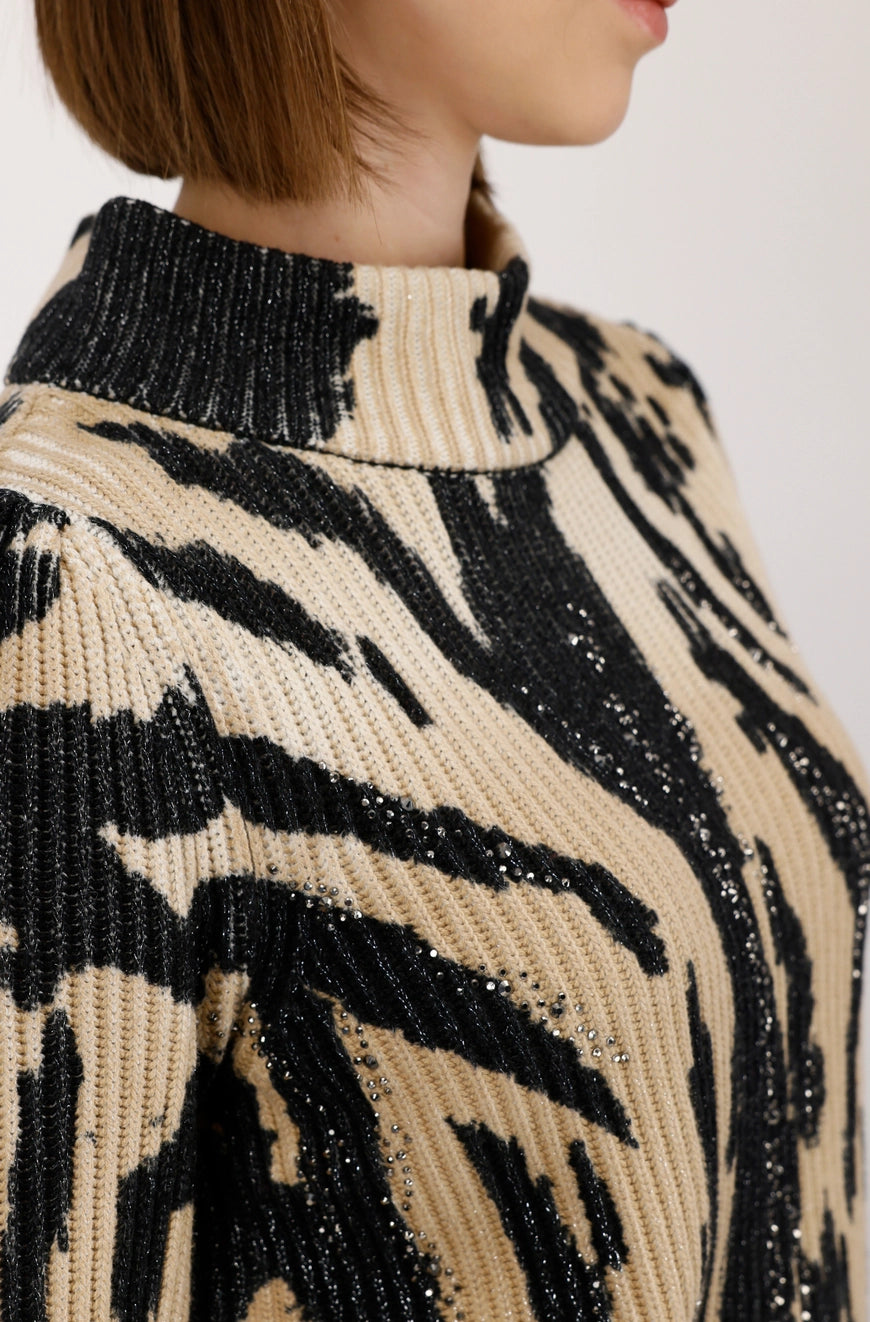 Плетен Пуловер с Тигров Десен - Monari