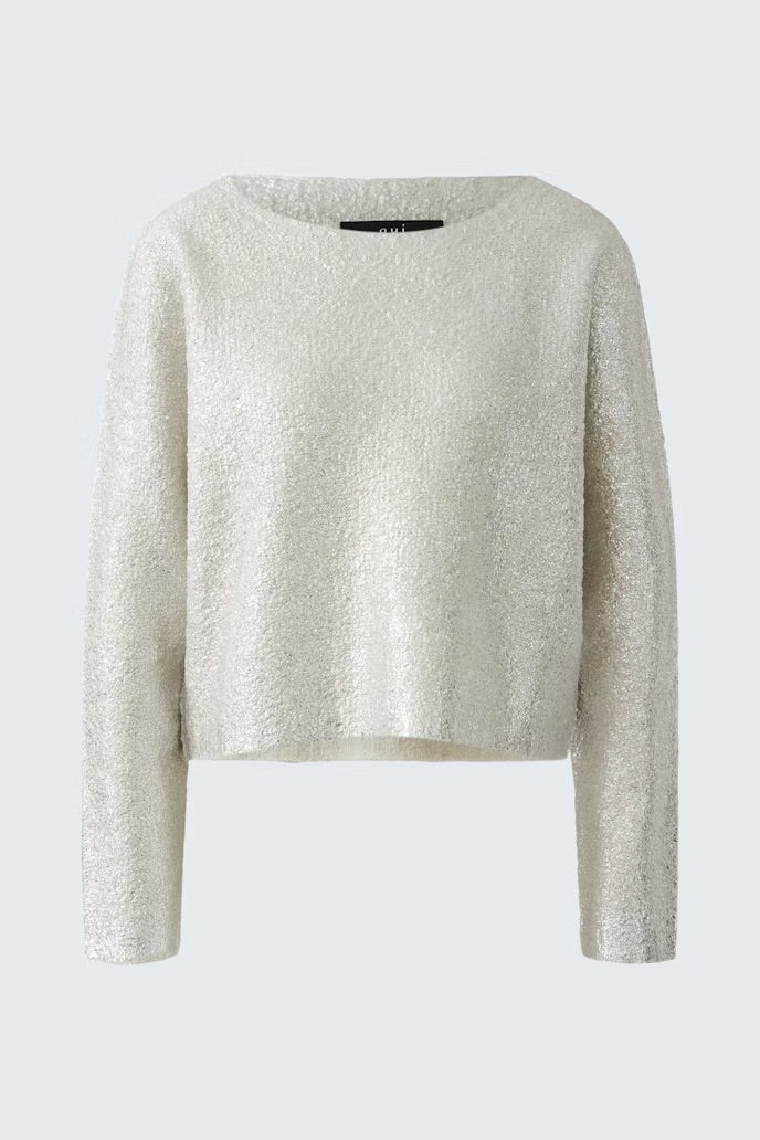 Пуловер със сребрист принт - Oui