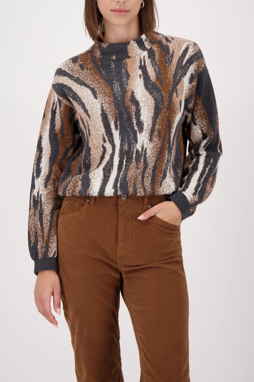 Плетен Пуловер с Тигров Десен - Monari