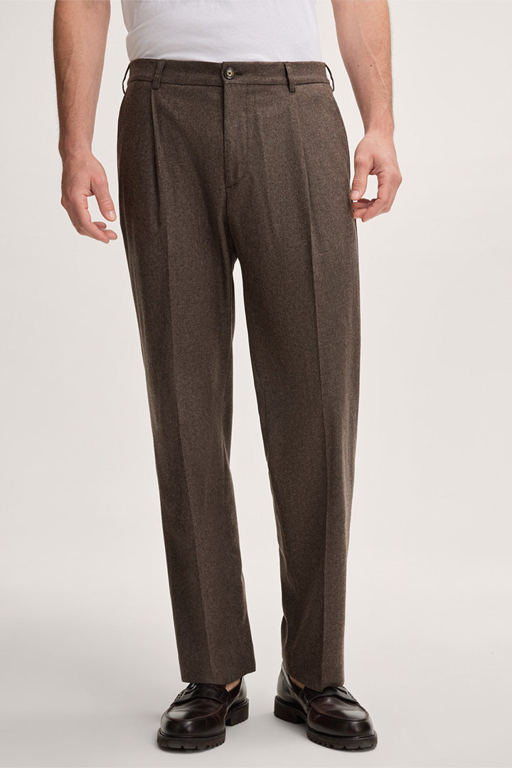 Кафяв панталон Franco от вълнена смес с кашмир и ръб отпред - Windsor