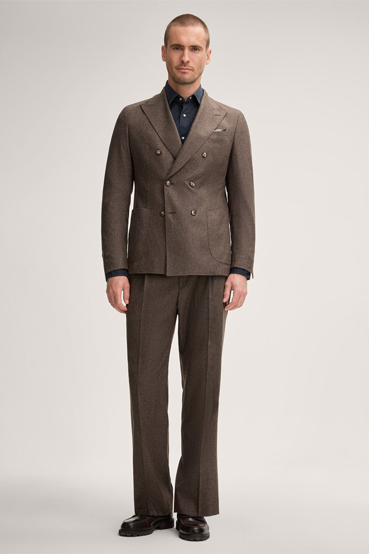 Кафяв панталон Franco от вълнена смес с кашмир и ръб отпред - Windsor