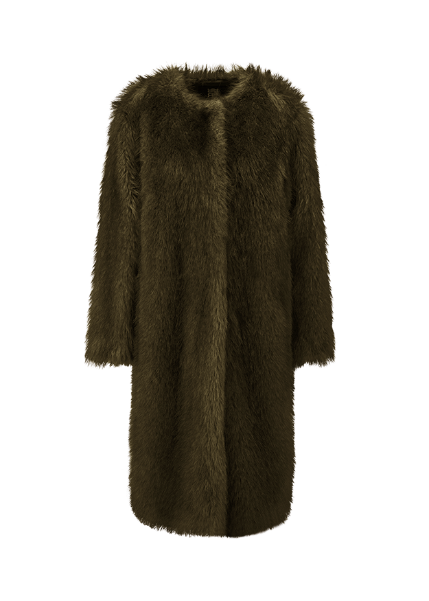 Палто от изкуствен косъм RIANI 682110-4644, маслиненозелено 0533
